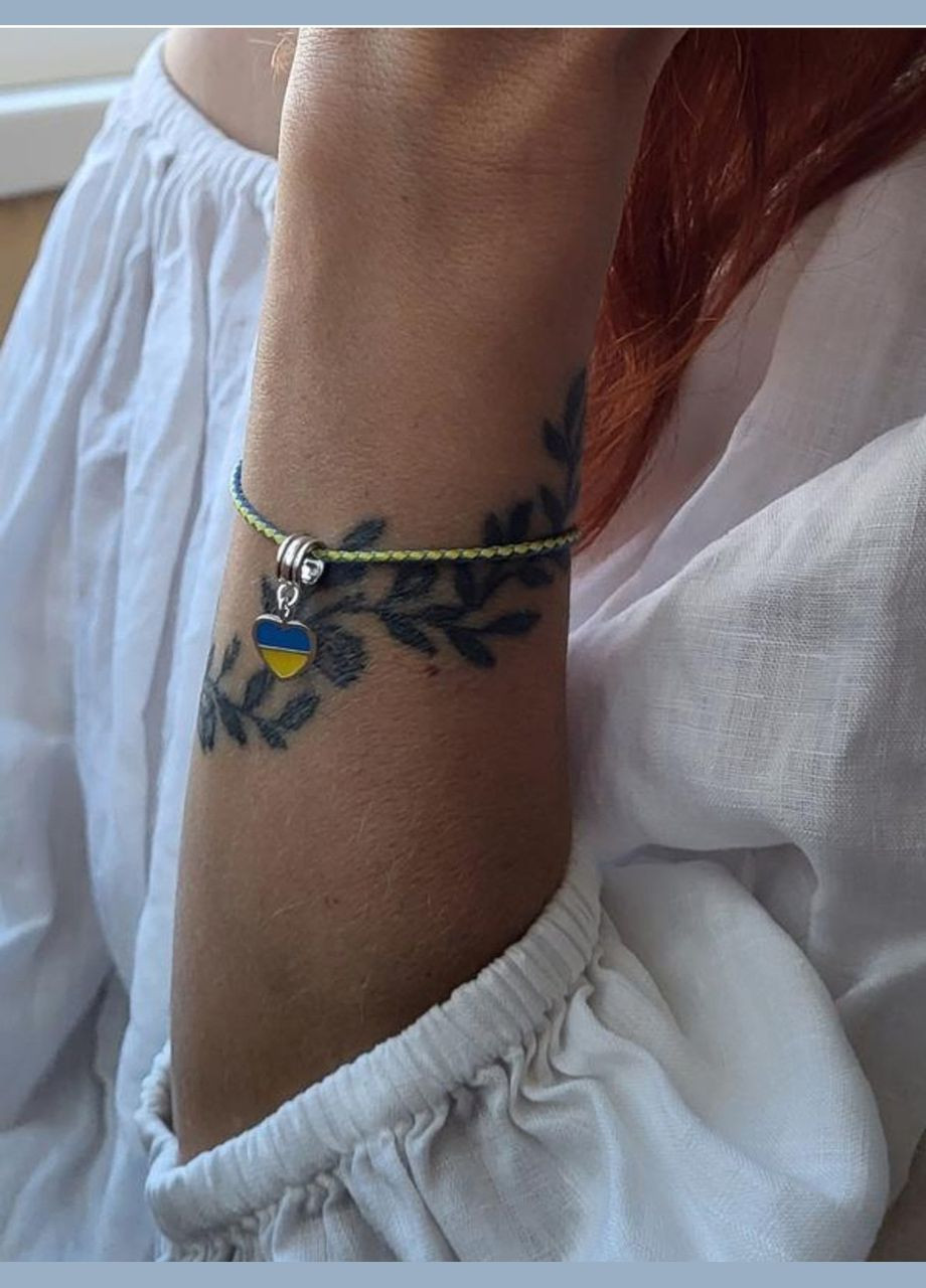 Серебряная подвеска Шарм с подвеской Сердце Украины с желтой голубой эмалью серебро 925 пробы 38210 No Brand (306741300)