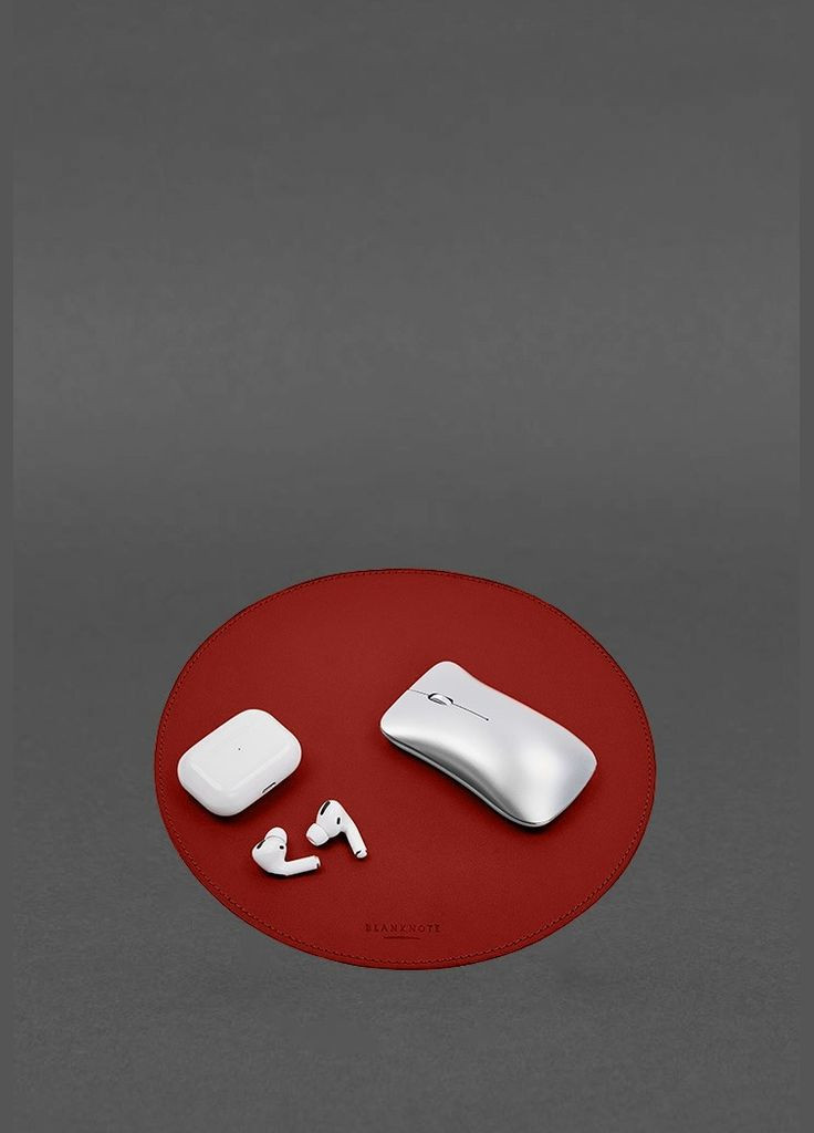 Круглый коврик для мышки из натуральной кожи красный краст (A-028472) BlankNote (330144469)