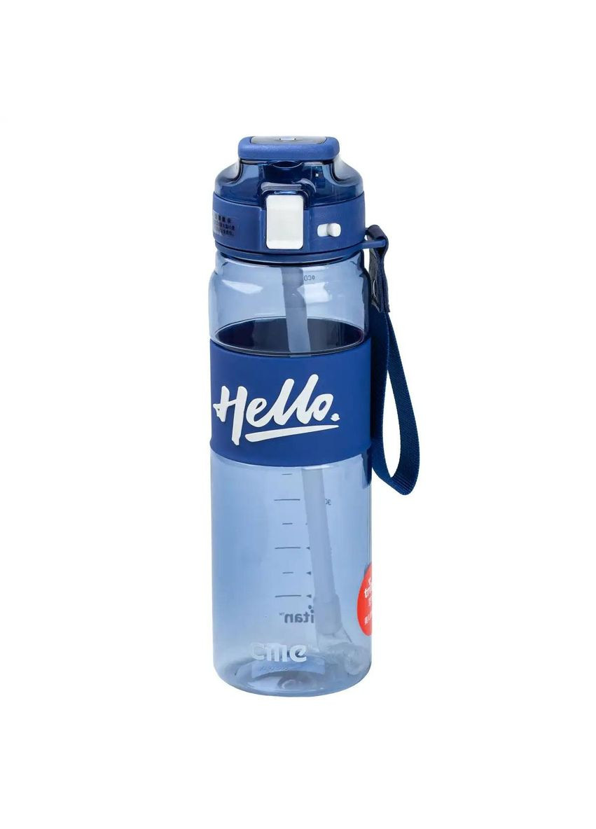 Бутылка для воды 860 мл тритан с ремешком и ручкой Синяя HP17303BL Happy Life (370974869)