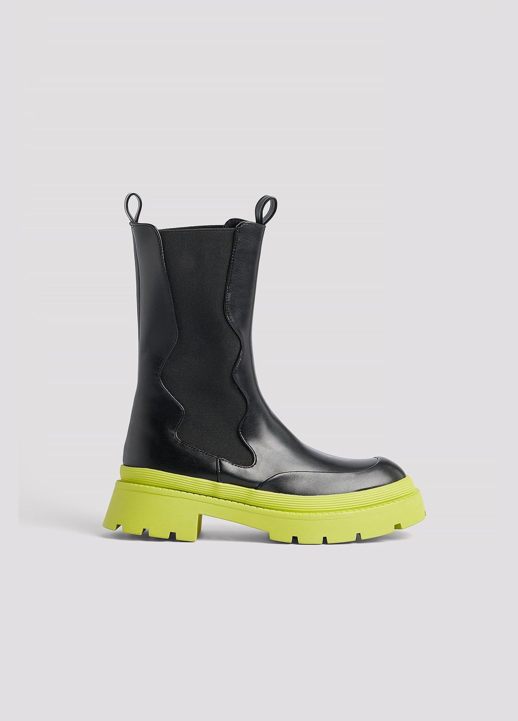 Черные полусапоги,черный-салатовый, NA-KD