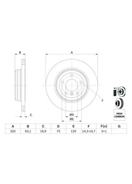 Диск тормозной BMW 5 Series (E60)(E61) (07/03-) задн. (пр-во) 0 986 479 056 Bosch (366123236)