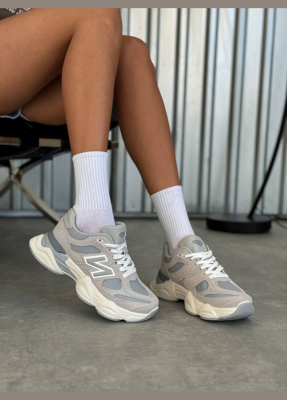 Белые осенние женские трендовые кроссовки в стиле new balance сетка натуральная кожа,замш 2024 No Brand серые демисезоны (302088444)