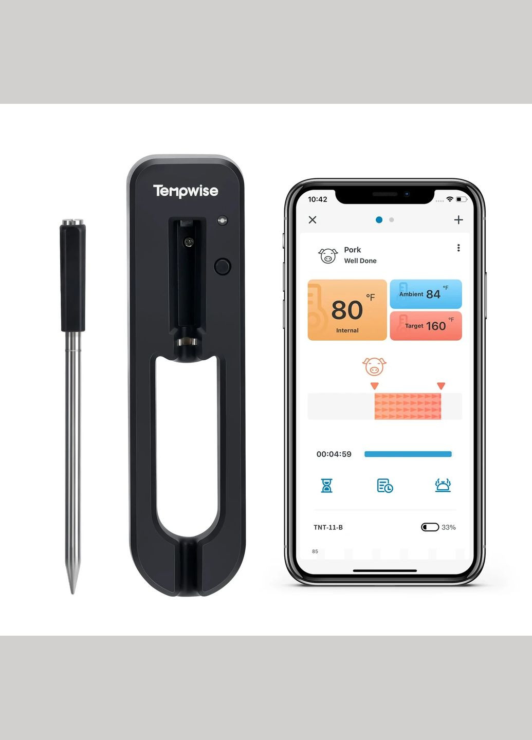 Бездротовий Bluetooth термометр щуп термощуп для м'яса духовки гриля сувіду Tempwise TNT-11-B ThermoPro (349822389)