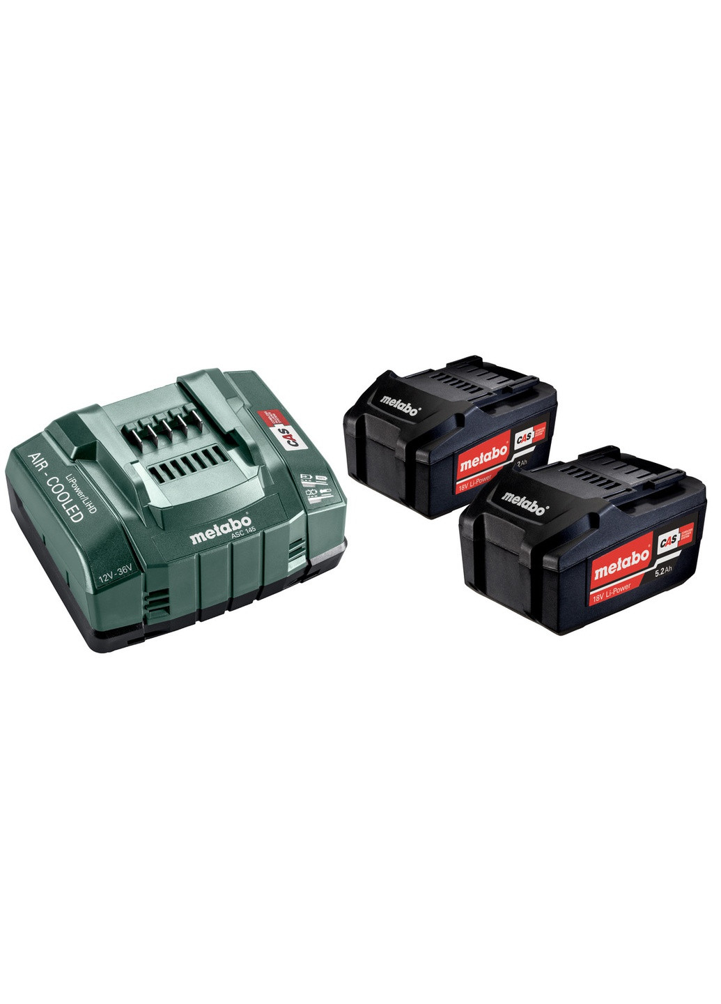 Базовий комплект акумуляторних батарей 18 В 2x5.2 Агод LiPower + зарядний пристрій ASC 55 685051000 (8188) Metabo (295041377)