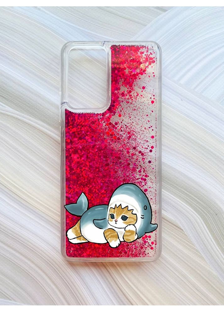 Чохол з плаваючими блискітками на Xiaomi Redmi Note 10 Pro/10 Pro Max Рожевий:: Котик акула (принт 355) Creative (360698180)