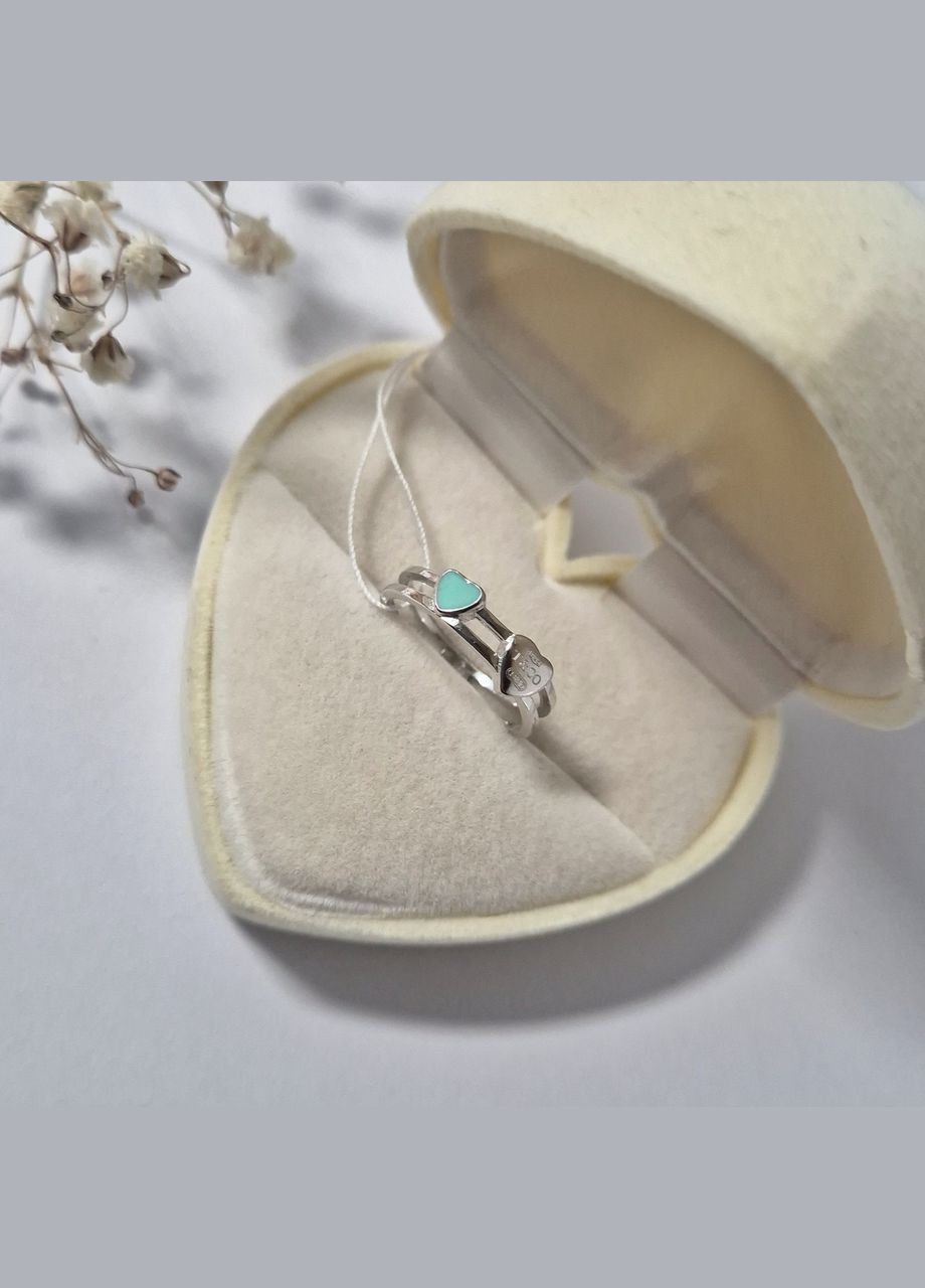 Срібна каблучка без каменів Серце з Емаллю 16.5 розмір срібло 925 проби Родоване к23/1029 No Brand (313452964)