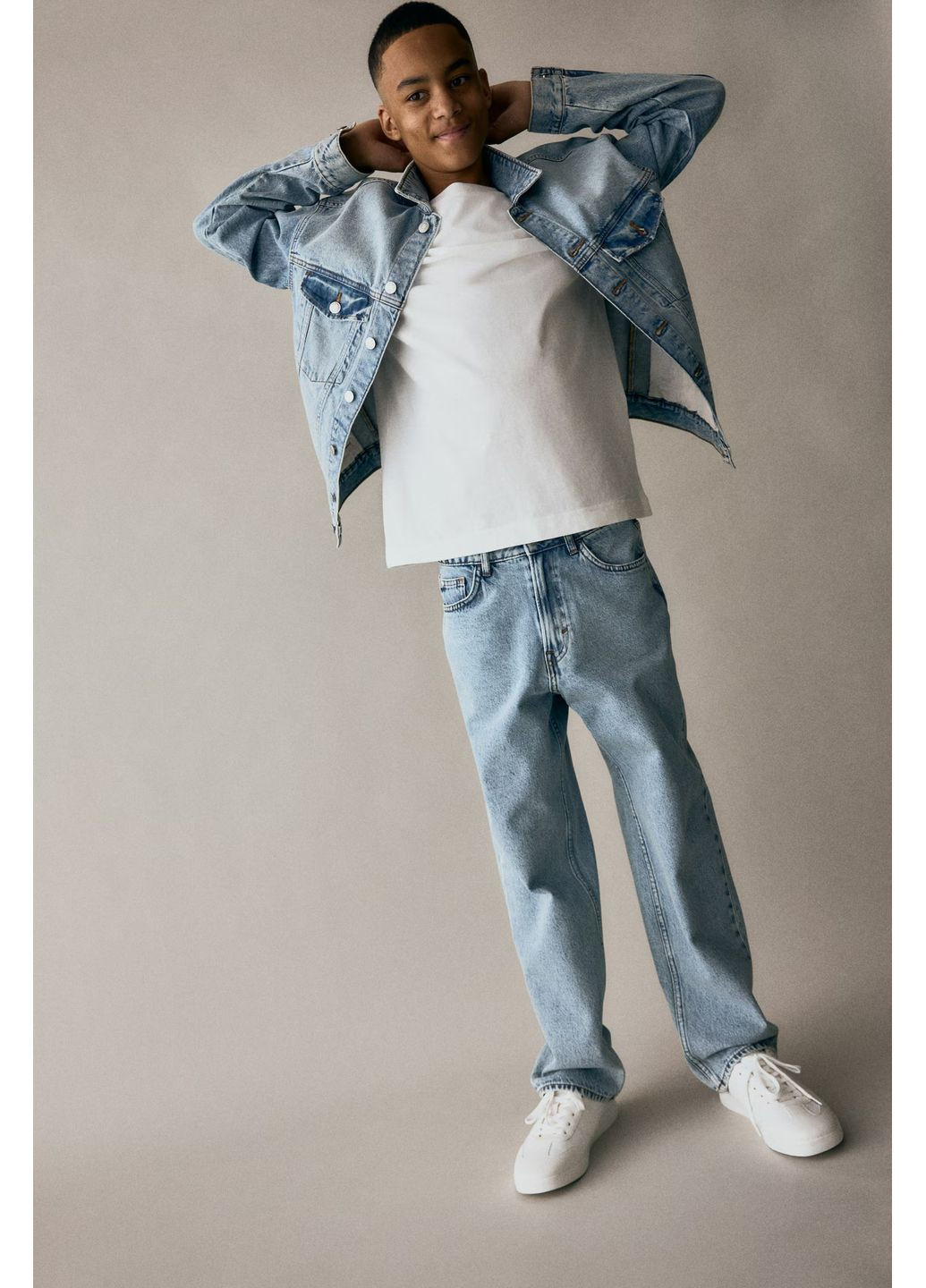 Голубые демисезонные регюлар фит джинсы H&M