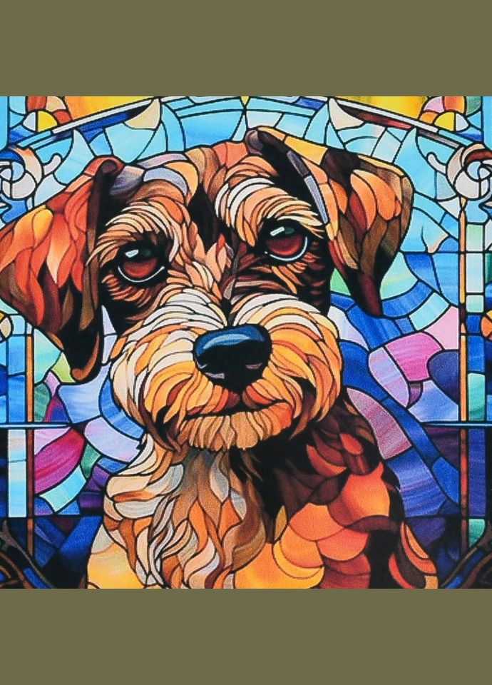 Алмазная мозаика "Витражный пес" DEEX16282 не полная выкладка Strateg (317326312)