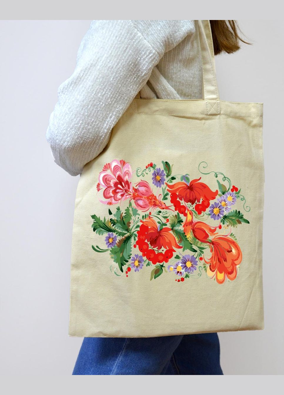 Екошопер Bookopt Петриківський розпис - Червоні квіти (BK4002) No Brand (372650124)