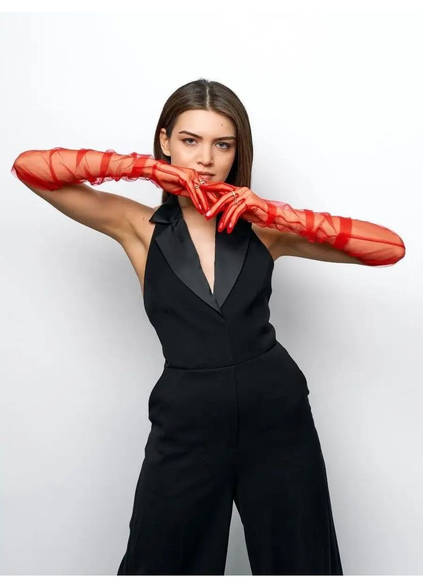 Рукавиці Естетика жіночі декоративні напівпрозорі довгі No Brand Рукавиці довгі класичні білі (350669245)