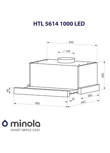 Вытяжка HTL 5614 WH 1000 LED телескопическая MINOLA (339080738)