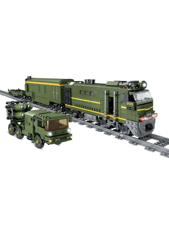 Конструктор Поезд DF2159 с рельсами, зеленый на радиоуправлении (98252) Zipp Toys (281426275)