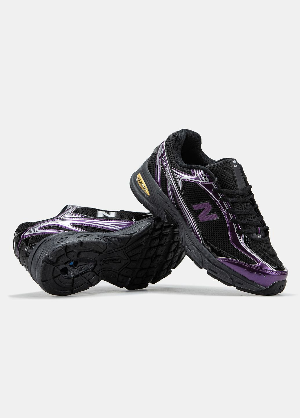 Черные демисезонные кроссовки мужские и женские new balance 509 black purple silver | нью баланс 509 черные No Brand