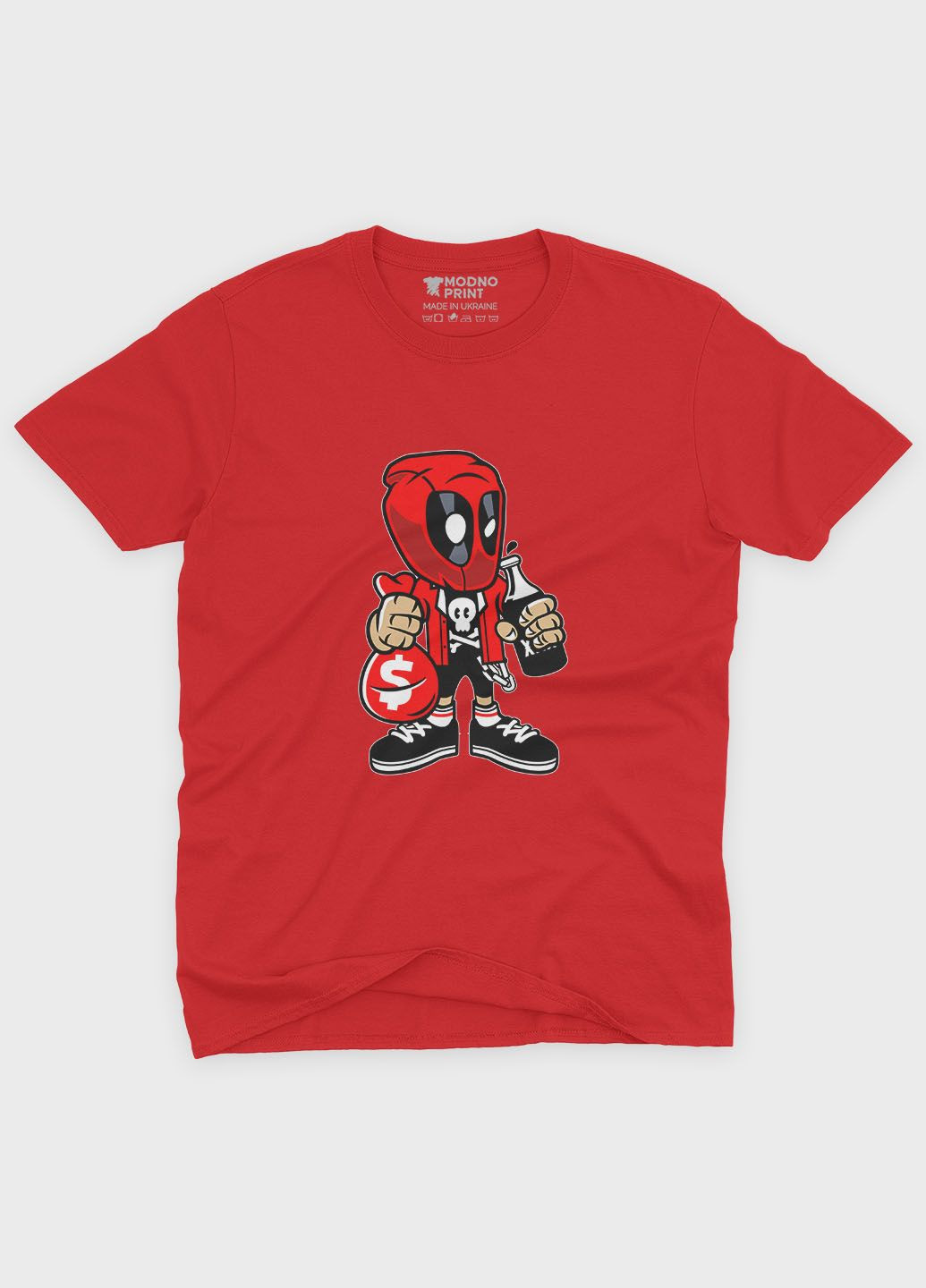 Червона демісезонна футболка для хлопчика з принтом антигероя - дедпул (ts001-1-sre-006-015-015-b) Modno