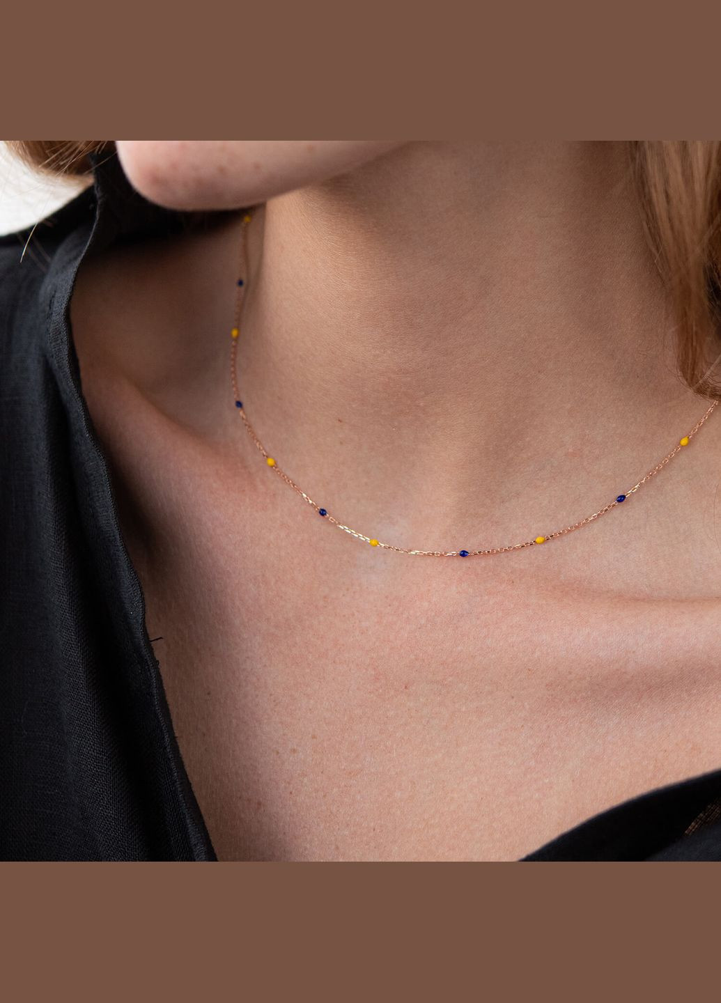 Колье в красном золоте (синяя и желтая эмаль) кол02242 42 Oniks (264644678)