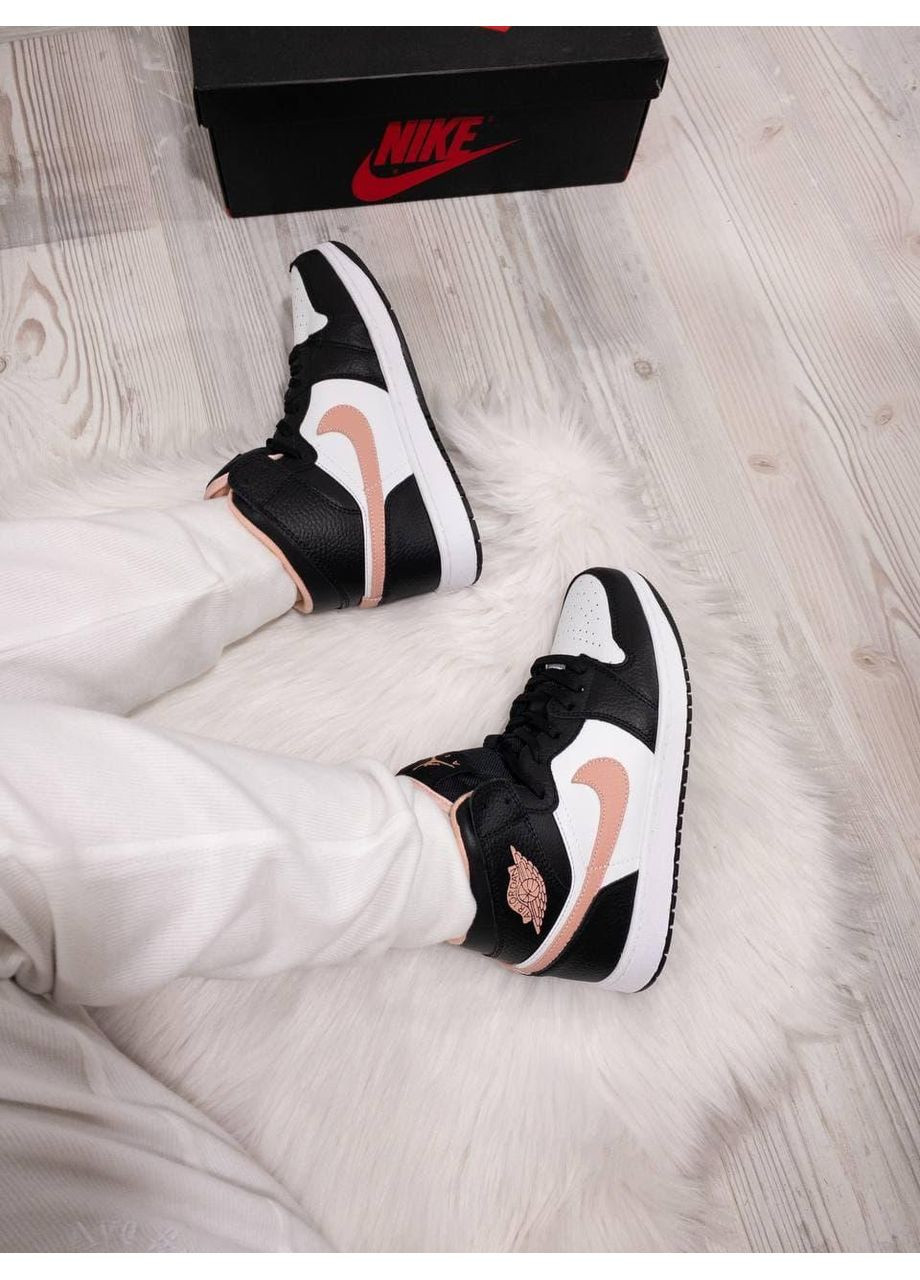 Розовые демисезонные кроссовки мужские nike air jordan 1 high black pink найк аир джордан No Brand