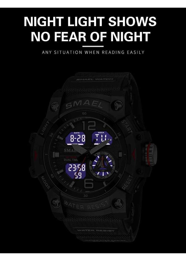 Чоловічий наручний годинник 8007 watсh (Black) Smael (322334194)