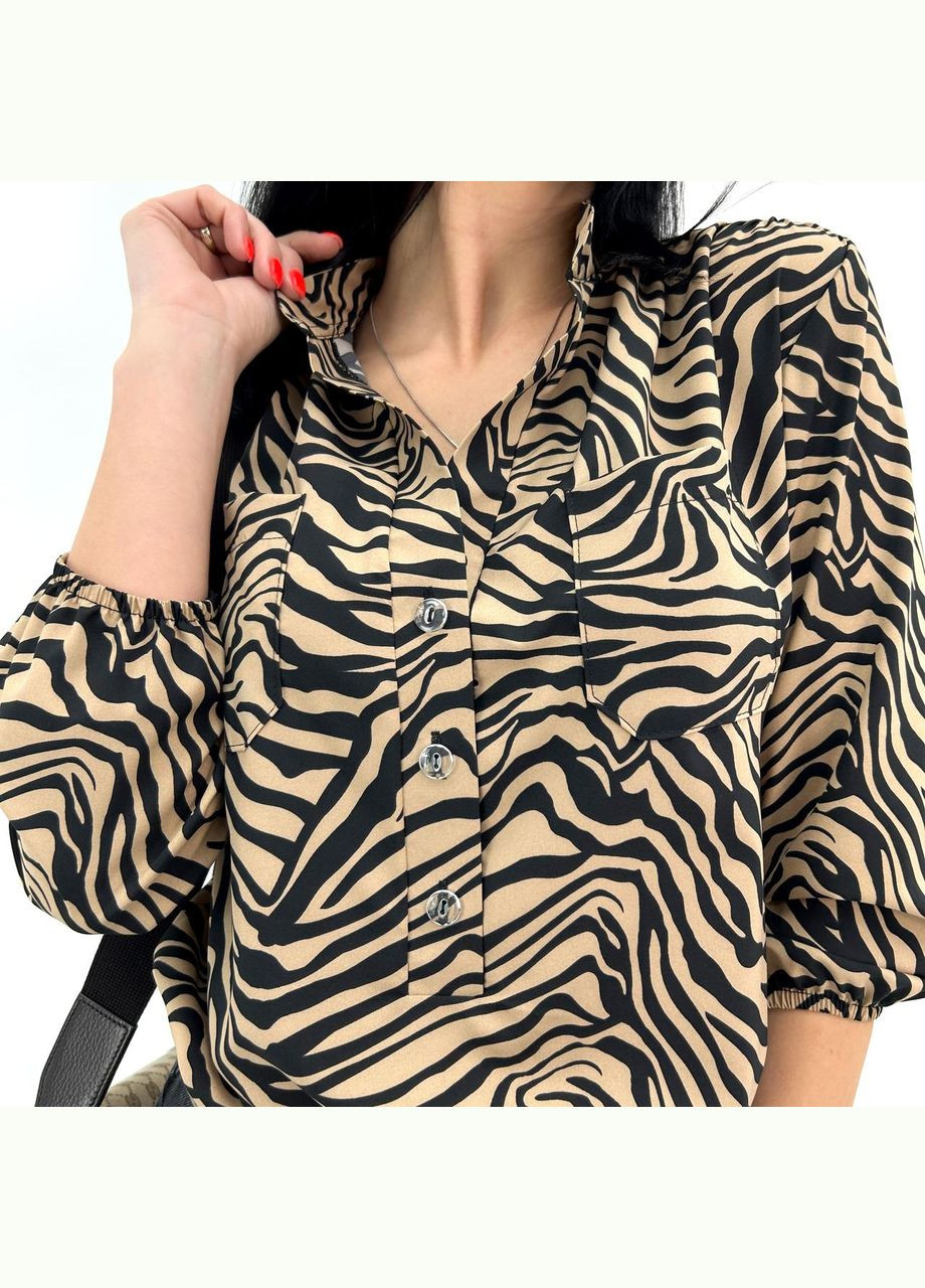 Кофейная женская блуза с принтом Fashion Girl