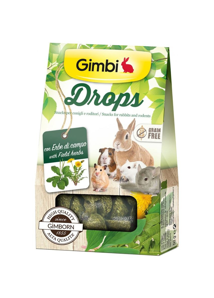 Ласощі для гризунів GimBi дропс з травами, 50г Gimpet (292259019)