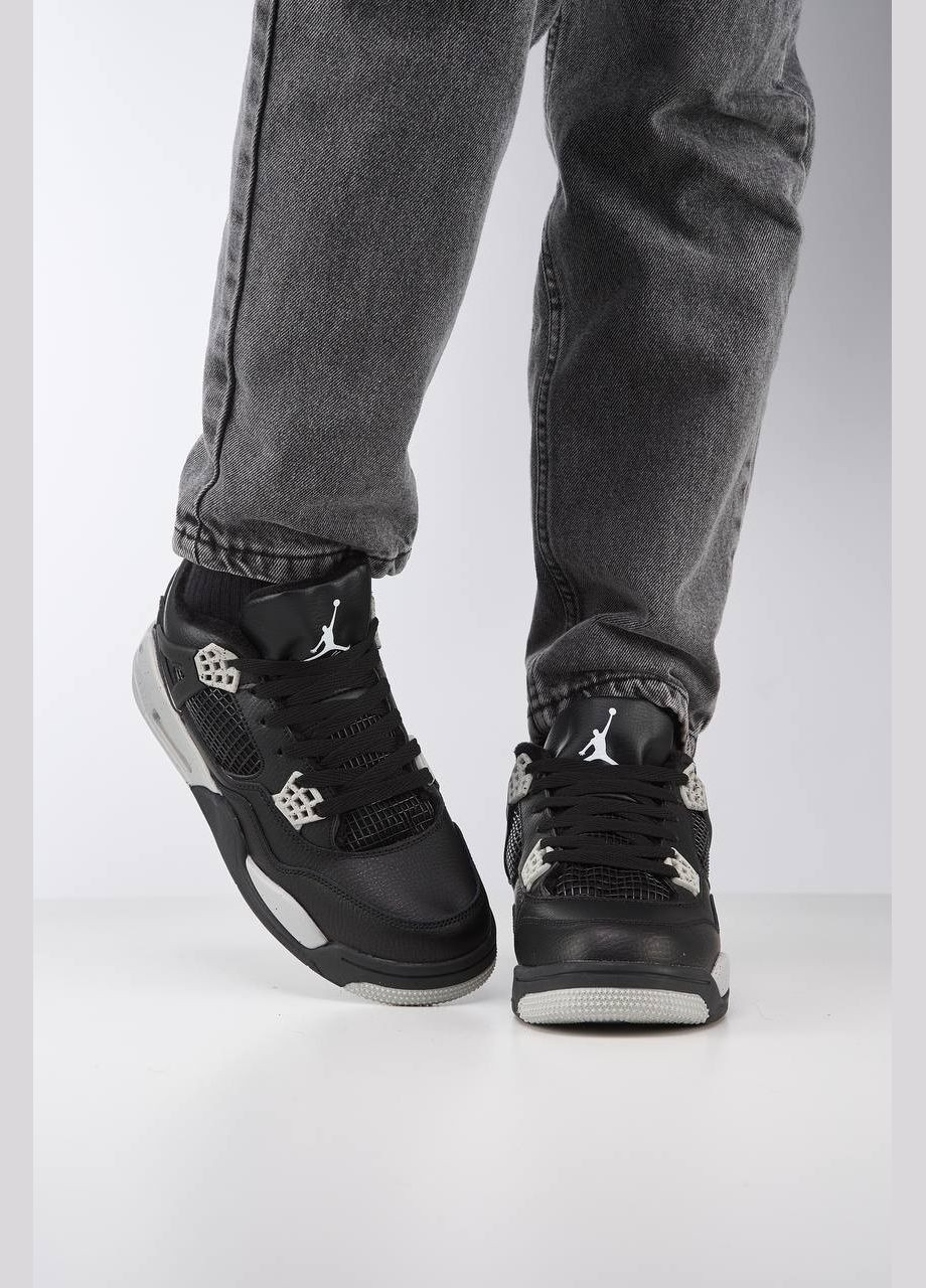 Кроссовки зимние женские и мужские Nike Air Jordan 4 winter black white fur | Найк Аир Джордан 4 черные белые с мехом No Brand чёрные зима (308072609)