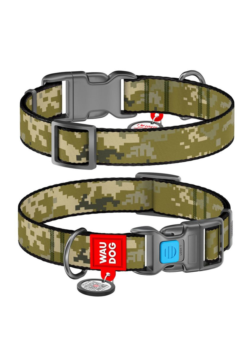 Нашийник для собак нейлоновий Nylon з QR-паспортом, M, Ш 20 мм, Дов 28-40 см WAUDOG (322642668)