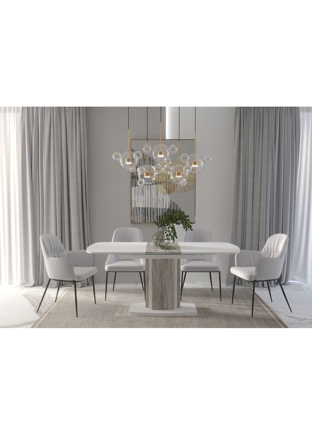 Стіл кухонний розкладний FENIX AB Артвуд темний/Білий діамант 140(180)х80 Intarsio (372178427)