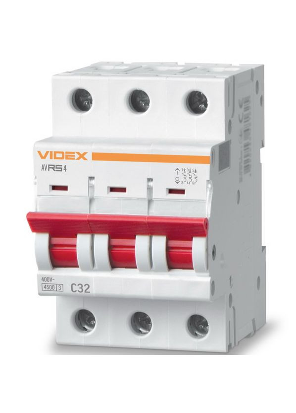 Автоматичний вимикач RS4 3п 32А С 4,5кА RESIST (VFRS4-AV3C32) Videx (282312900)
