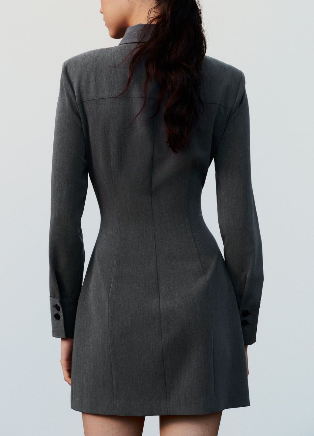 Темно-серое деловое платье Zara однотонное