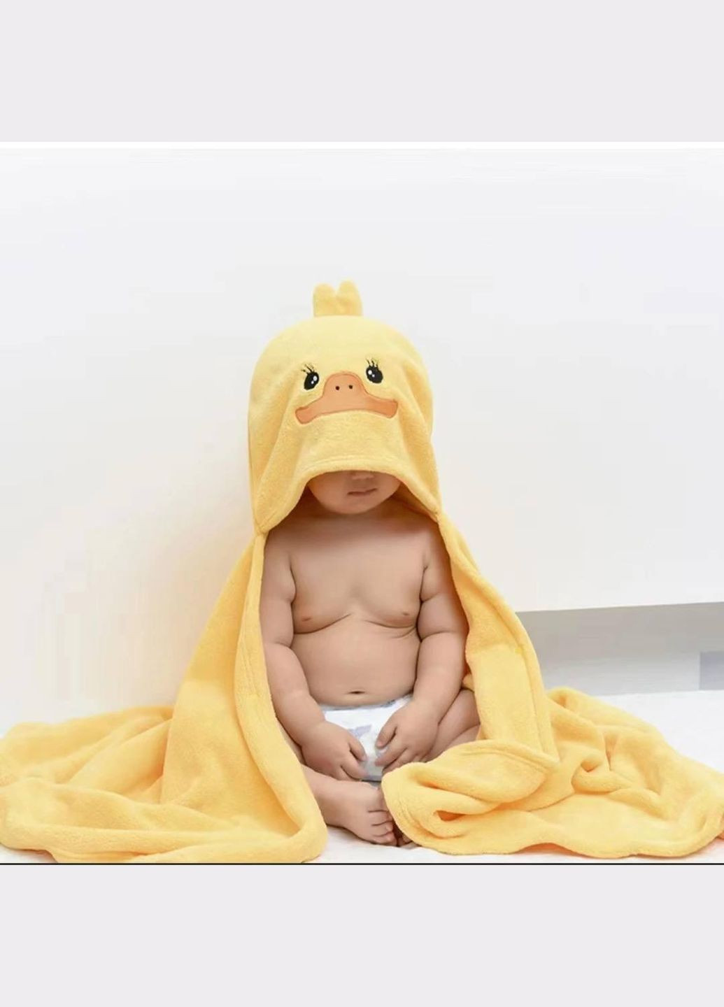 Детское полотенце-пончо с капюшоном из микрофибры для дома, пляжа и бассейна Желтое No Brand желтый