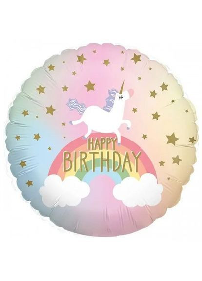 Шарик 18" (45см) Круг HB единорог бежит по радуге 0007-993 No Brand (371808889)