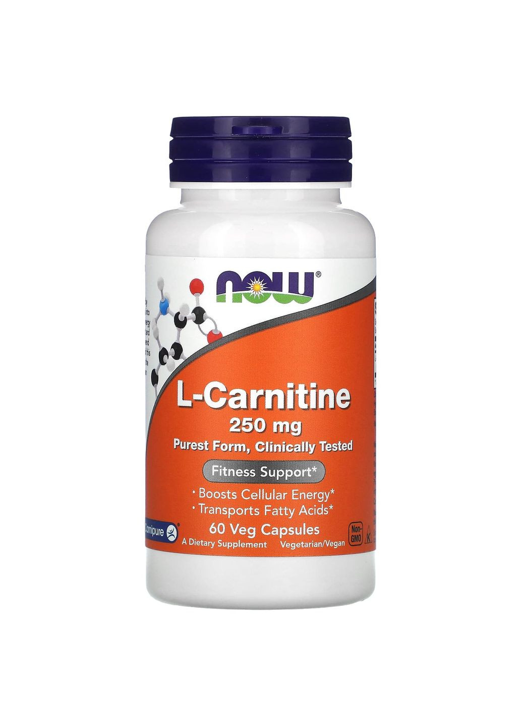 L-карнітин, L-Carnitine,, 250 мг, 60 вегетаріанських капсул Now Foods (322284968)