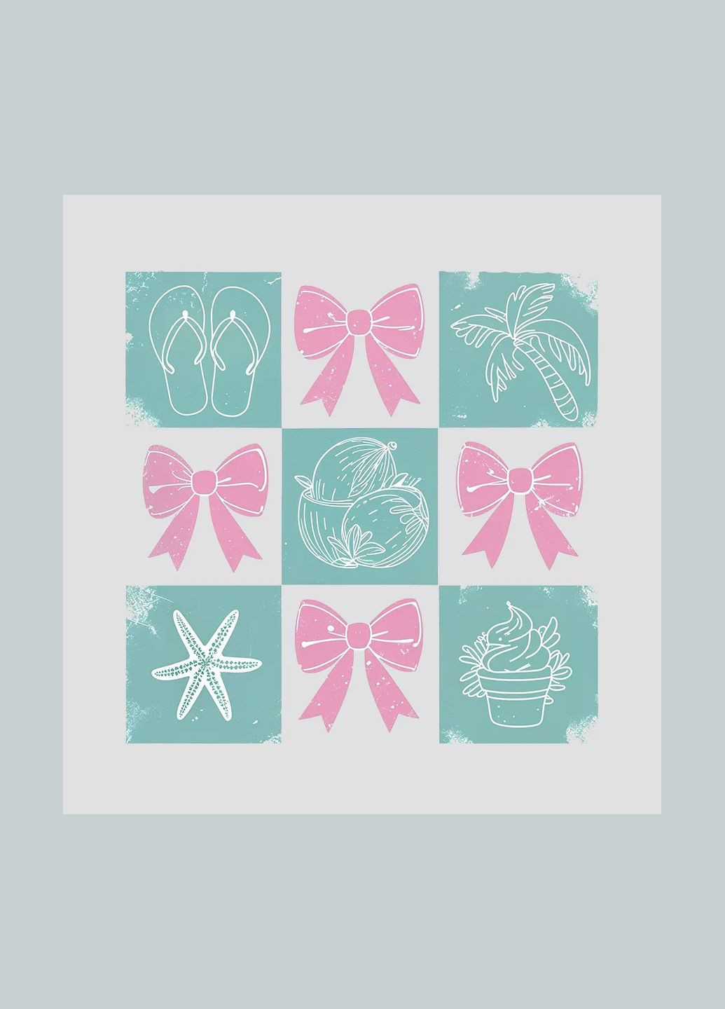 Термонаклейка "Летний коллаж" розово-зеленый (7456) No Brand (335811063)