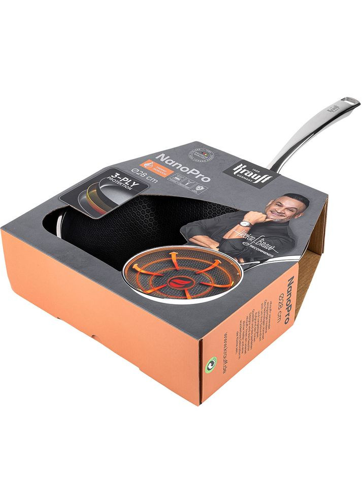 Сковорода WOK NanoPro 3-ply 28 см Silver/Black(25-305-213) Krauff (324021462)