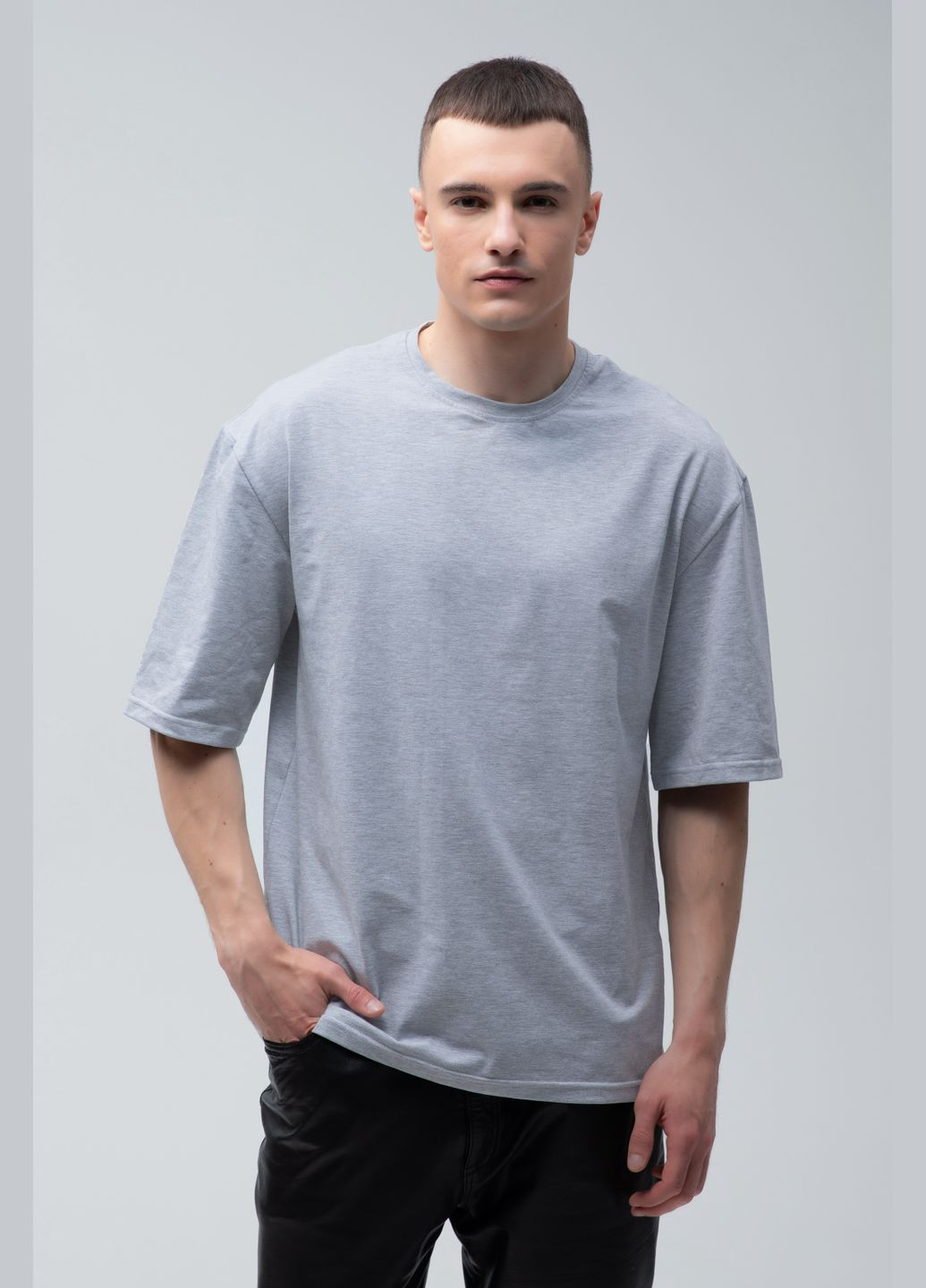 Комбінована набір оверсайз футболок чоловічих 4шт, сірий меланж/білий/блакитний/темно-синій (u0104m-4pack2) з коротким рукавом RAY Oversize