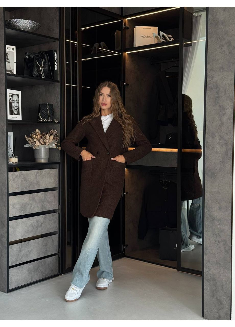 Темно-коричневое демисезонное Женское пальто FINO Mode