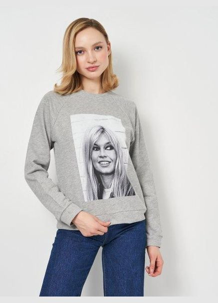 Сірий світшот демісезон,сірий з принтом, Brigitte Bardot (263692581)