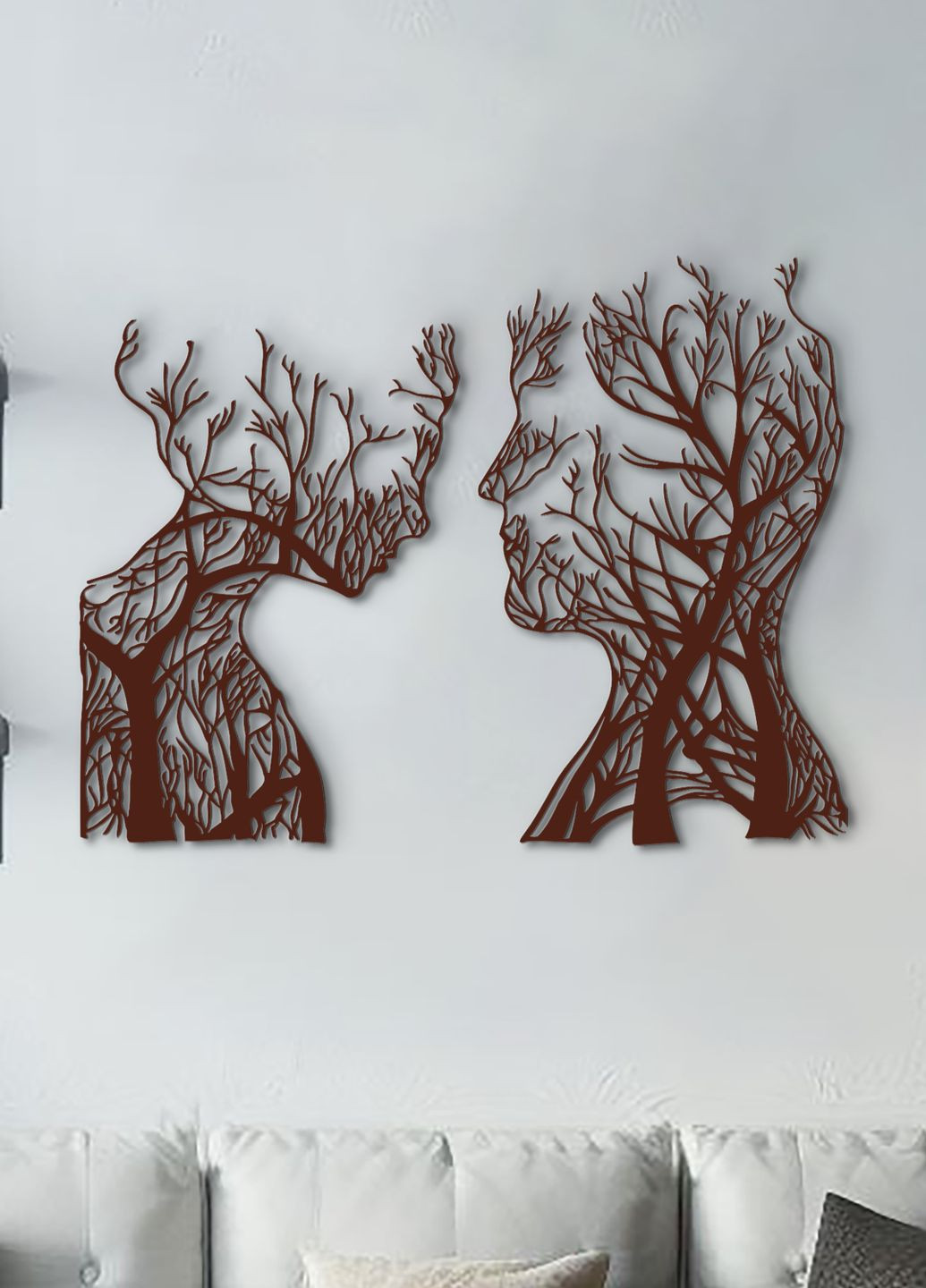 Дерев'яний декор для кімнати, Сучасна картина для інтер'єру "Закохана пара", стиль лофт 50х38 см Woodyard (292013764)