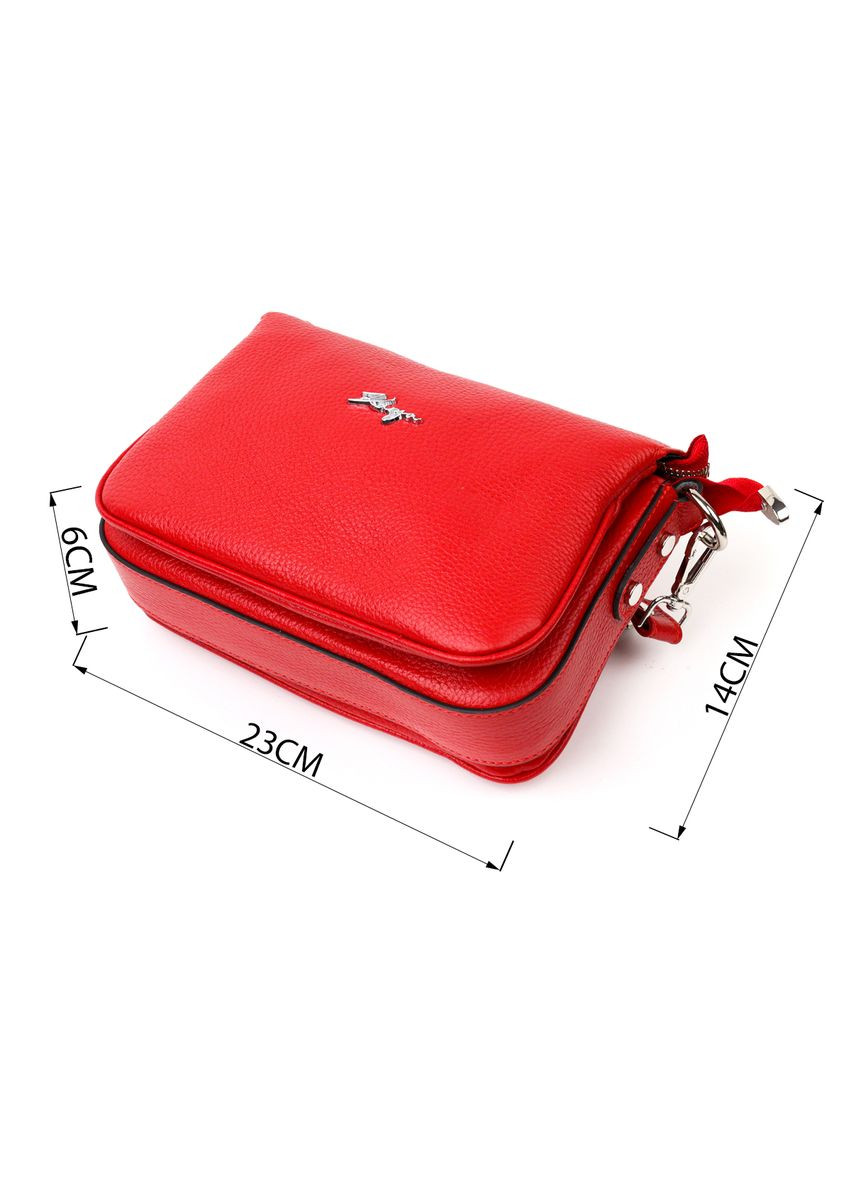 Жіноча шкіряна сумка на плече з трьома відділеннями червона (sku_20845) No Brand (329853383)