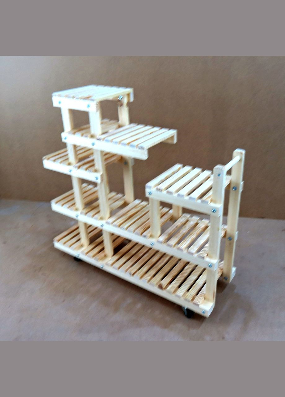 Подставка для цветов из дерева Монтобан бланже на колёсиках (ЦВТ-109401) No Brand (328227113)