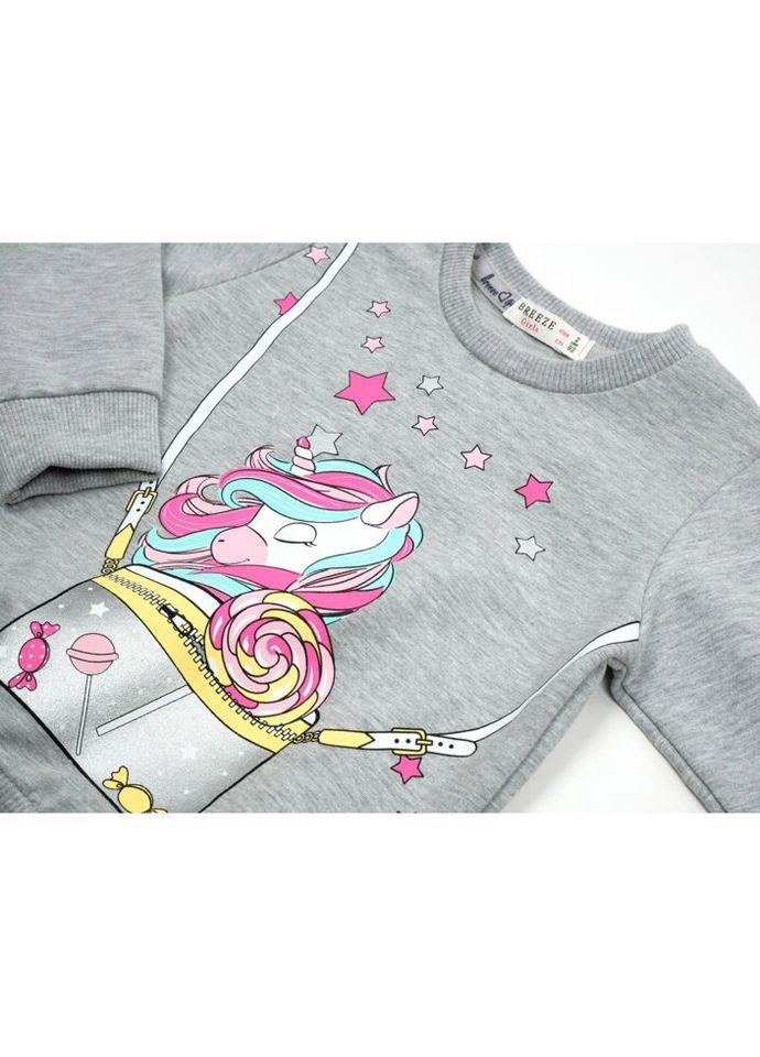 Кофта с единорогом (16823-110G-gray) Breeze (301146562)