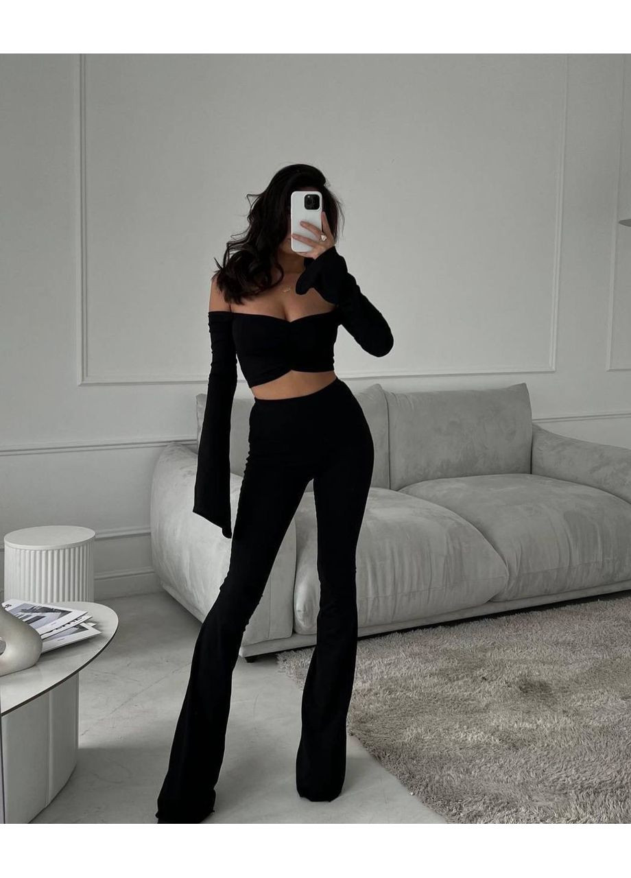 🔥 Ідеальний костюм із топом і штанами-кльош Розмірна сітка в описі DK/DL Мода без кордонів (364965214)