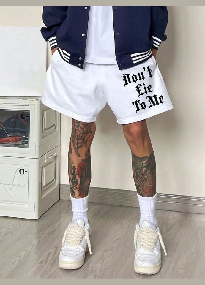 Білі чоловічі шорти з ДТФ No Brand (371168175)