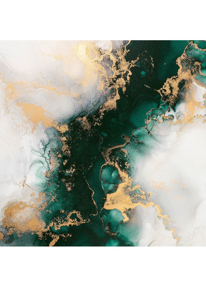 Квадратний вініловий фон мармур зелений з золотими прожилками, фотофон для зйомки, 60x60 см, №550579 PhotoVinyl (354362874)