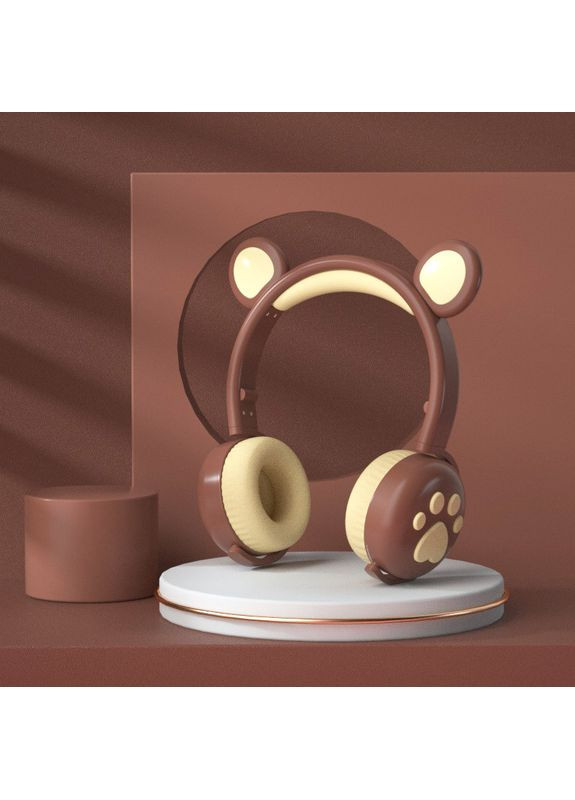 Беспроводные детские наушники с микрофоном ВК-5, медвежьими ушками и LED-подсветкой, подарочные (Коричневый) Atd (349824254)
