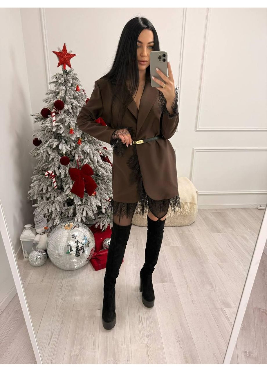 Коричнева сукня-піджак ao753 No Brand