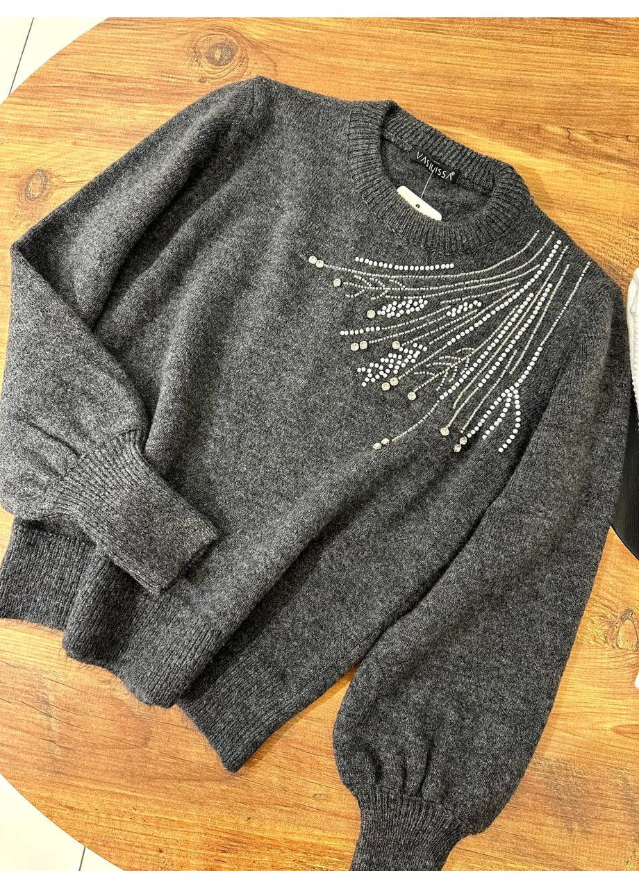 Сірий демісезонний жіночий в'язаний светр з довгим рукавом (заміри в описі) DK/DL Мода без кордонів