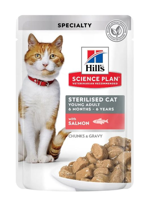Пауч Hill's Science Plan Sterilised Cat для стерилизованных кошек с лососем 85г 052742194202 HILLS (268987601)