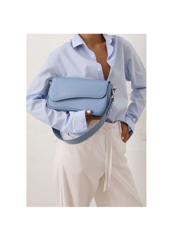 Сумка женская через плечо кожаная Nona голубой краст The Wings (302008434)