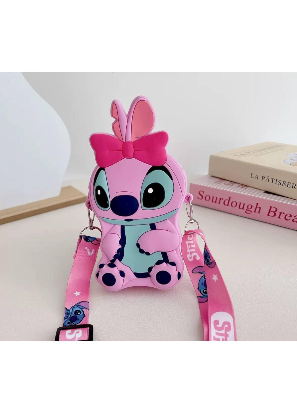 Чарівна дитяча кросбоді силіконова сумочка Стіч Рожева No Brand (361679400)