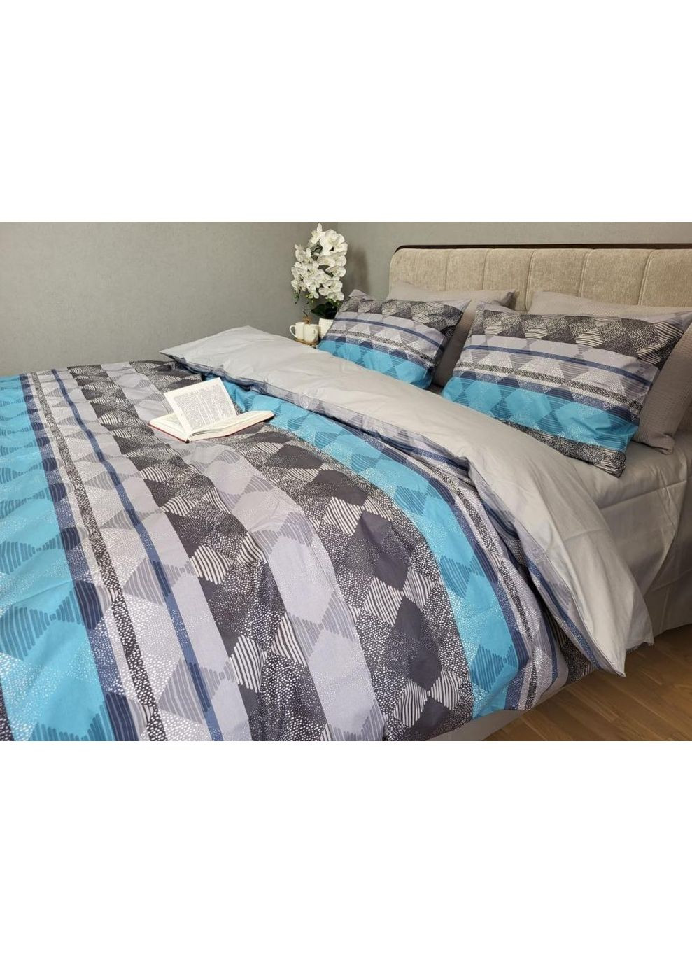 Постільна білизна з резинкою Гудзон, ранфорс Полуторний розмір, наволочки 50/70 No Brand (364218933)